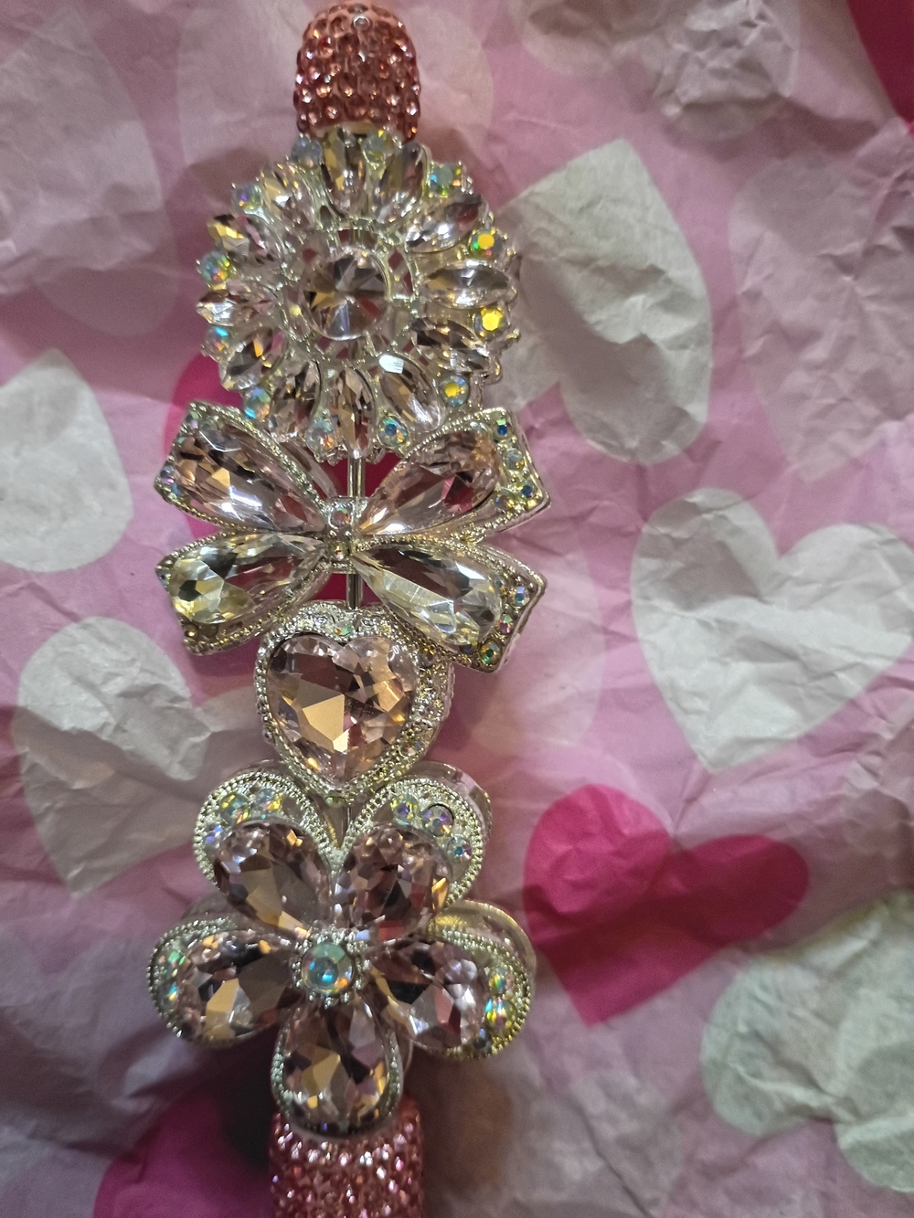 Pink Crystal Floral Rhinestone Handmade Pen